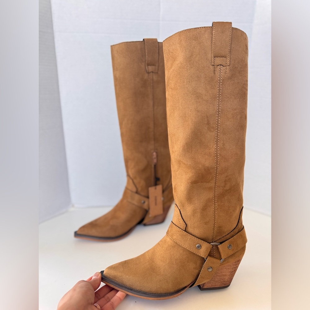 Corina Western Cowgirl Brown Tan Harness Tall Boots Women’s Size 37